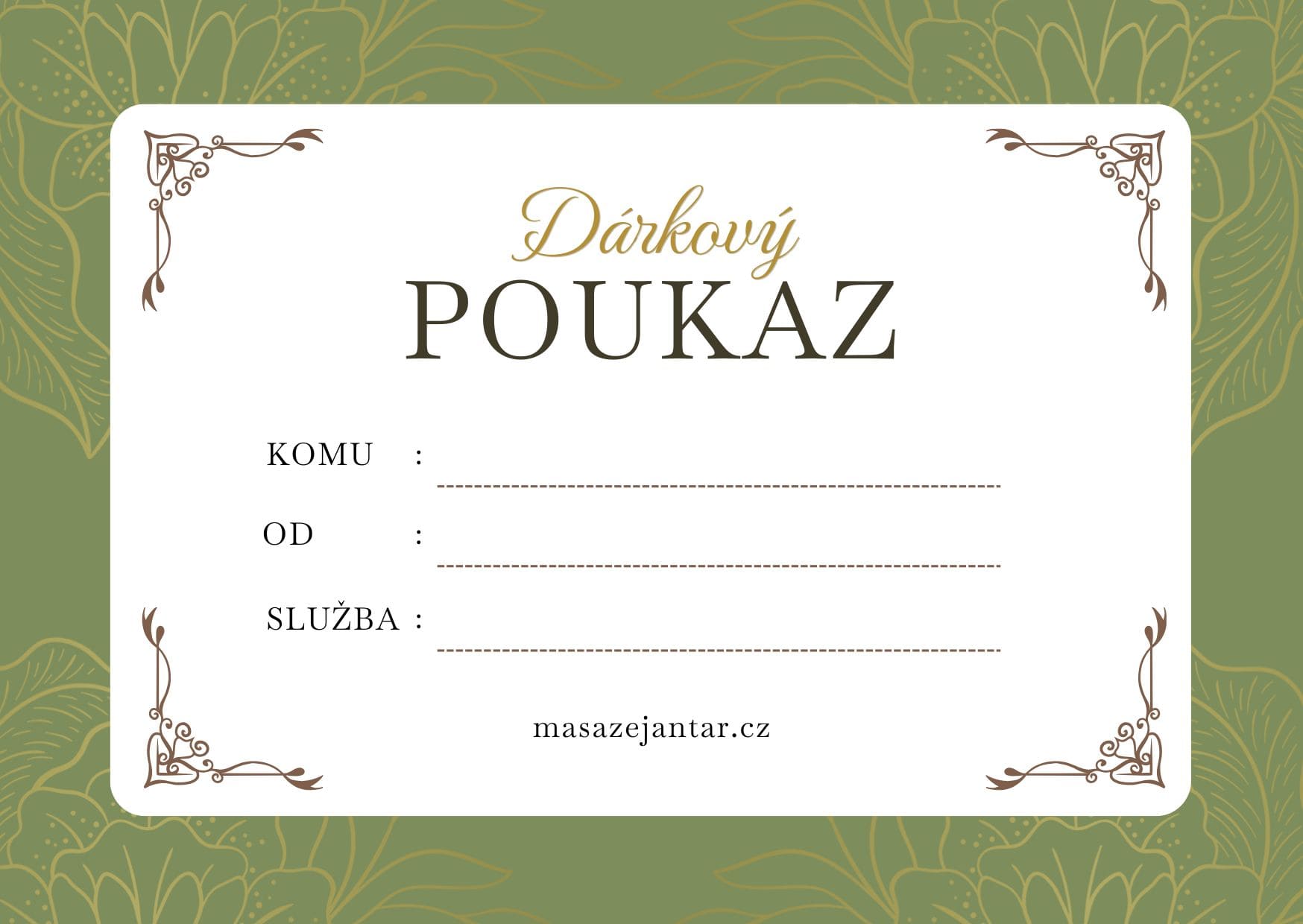 Dárkový poukaz masáže Opava